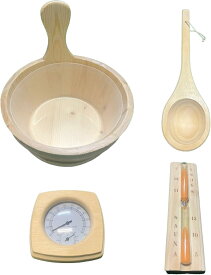 ShareFunN サウナ桶 ロウリュ バケツ サウナ ラドル サウナ桶セット 温度計 砂時計 サウナテント テントサウナ アロマ水 4L 風呂桶 バスタブ 浴槽 サウナバケツ MGC