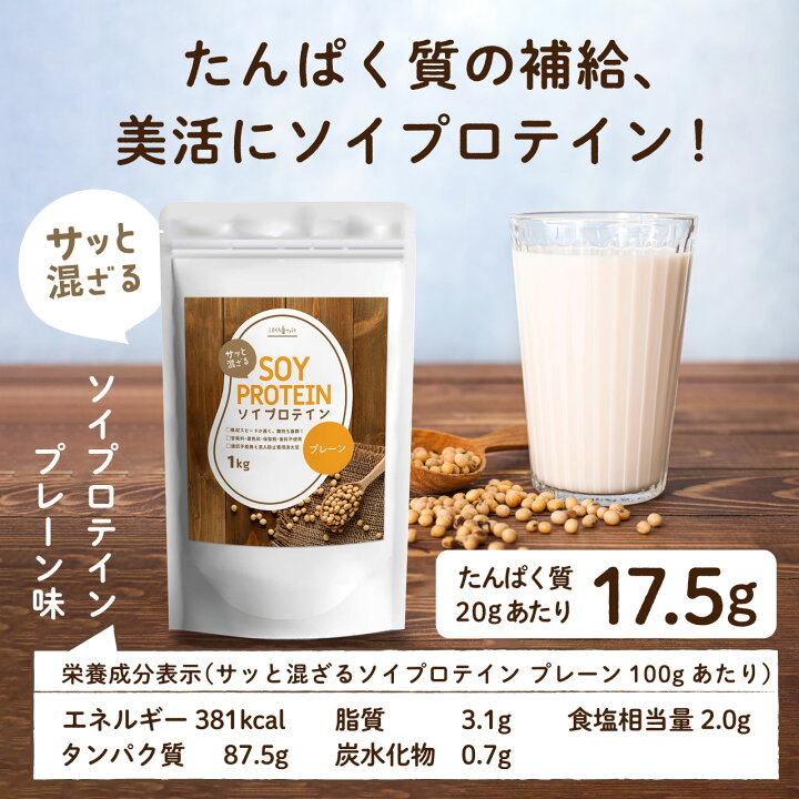 楽天市場 リニューアルしました ソイプロテイン 大豆プロテイン 5kg 1kg 5袋 サッと混ざる アミノ酸スコア100 遺伝子組換え混入防止管理済大豆 女性 置き換え ダイエット サポートにオススメ たんぱく質は お肌 髪 爪 などを作る体の大事な栄養素 甘味料 不使用