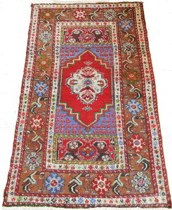 トルコじゅうたん クルシェヒール産 OLDじゅうたん 60年物 169x103cm 手織り ソファ前 リビングサイズ オールド絨毯 カーペット ラグ ヴィンテージ アンティーク