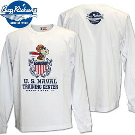 BUZZ RICKSON'S（バズリクソンズ）スヌーピーコラボ BR×PEANUTS SNOOPY L/S T-SHIRT『U.S. NAVAL TRAINING CENTER』BR69276-101 White