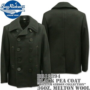 BUZZ RICKSON'S oYN\Y BLACK PEA COAT 36oz WoolwWILLIAM GIBSON COLLECTIONxBR12394