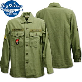 BUZZ RICKSON'S（バズリクソンズ）SHIRT MAN'S COTTON SATEEN OLIVE GREEN SHADE107『DEMILITARIZED ZONE』BR28662-149 Olive