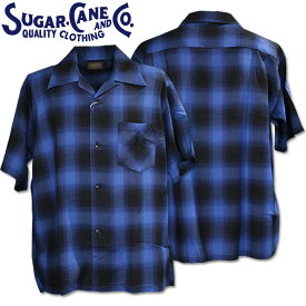 Sugar Cane（シュガーケーン）RAYON OMBRE CHECK S/S OPEN SHIRT SC39297-125 Blue