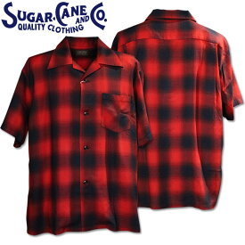 Sugar Cane（シュガーケーン）RAYON OMBRE CHECK S/S OPEN SHIRT SC39297-165 Red