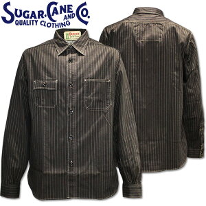 [2025AWV!]Sugar CaneiVK[P[jF/ROMANCE 8.5oz. BLACK WABASH STRIPE WORK SHIRTiEHobV XgCv [NVcjSC29585-411 Black