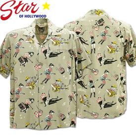 Star OF HOLLYWOOD × VINCE RAY（スターオブハリウッド×ヴィンス・レイ）Open Shirt『GIRLS'N'GUITARS』SH38375-115 Gray