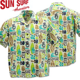 SUN SURF（サンサーフ）COTTON SHANTUNG OPEN SHIRT『PINEAPPLE BOY by Masked Marvel』SS38148-105 Off White