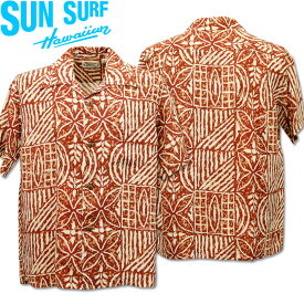 SUN SURF（サンサーフ）アロハシャツ HAWAIIAN SHIRT『POLYNESIAN TAPA DESING』SS38805-138 Brown