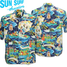 SUN SURF（サンサーフ）アロハシャツ HAWAIIAN SHIRT『SPECIAL EDITION/LAND OF ALOHA』SS39059-128 Navy