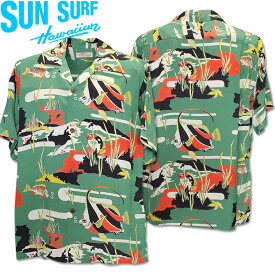 SUN SURF（サンサーフ）アロハシャツ HAWAIIAN SHIRT『MOORISH IDLE』SS39029-145 Green