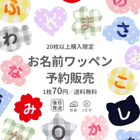 【20枚以上ご購入限定】1文字お名前ワッペン 特価1枚70円！ メール便送料無料 予約販売 まとめ買い アイロン接着 ひらがな アルファベット 数字 入園 入学 準備 保育園 幼稚園 体操服 スモック 運動会