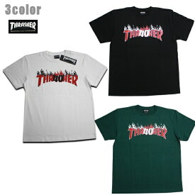 THRASHER Tシャツ 40Flame S/S TEE TH91298 ホワイト ブラック グリーン 40周年限定【 2021 メンズ Tシャツ / スラッシャー Tシャツ / スケーター / ストリート / サーフ / スケート / スラッシャー 半袖 / レゲエ / メール便可 / あす楽 】