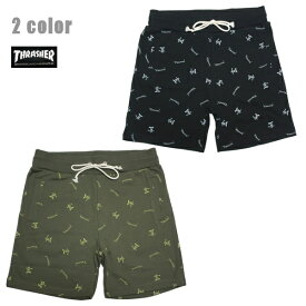 THRASHER ショートパンツ HOMETOWN GONZ PILE-SHORTS TH6056 ブラック カーキ【 2021 スラッシャー ハーフパンツ / メンズ 短パン / スウェット ボトムス / スケーター / ストリート / サーフ / スケート / レゲエ / あす楽 】