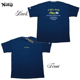 Norton Tシャツ ドロップショルダー ハンドタッチ刺繍TEE 222N1001 ネイビー 紺【 2022 Tシャツ / ノートン 半袖 / メンズ / バイカー / バイク / アパレル 服 / メール便可 / あす楽 】