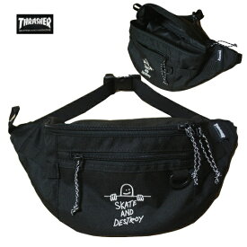 THRASHER ウエストバッグ Waist Bag THR-241ブラック 黒【 2022 ボディバッグ 男女兼用 / スラッシャー / スケーター / ストリート / サーフ / スケート / レゲエ / あす楽 】