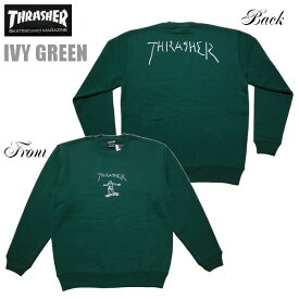 THRASHER トレーナー GONZ ART CREW TH8428 IVY GREEN グリーン【 2023 メンズ / スラッシャー スウェット / スケーター / ストリート / サーフ / スケート / スラッシャー 長袖 / レゲエ / あす楽 】