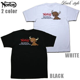 Norton Tシャツ ハイランドキャトル刺繍TEE 242N1006 ブラック ホワイト 黒 白【 2024 Tシャツ / ノートン 半袖 / メンズ / バイカー バイク / ストリート / アパレル 服 / メール便可 / あす楽 】