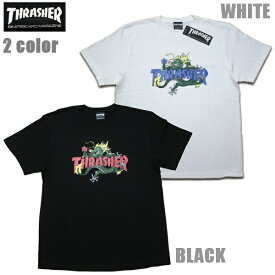 THRASHER Tシャツ Dragon S/S TEE TH91413 ブラック ホワイト 黒 白【 2024 メンズ Tシャツ / スラッシャー Tシャツ / スケーター / ストリート / サーフ / スケート / スラッシャー 半袖 / ドラゴン 龍 / メール便可 / あす楽 】