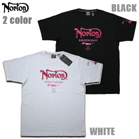 Norton Tシャツ サクラメタリックTEE 242N1020 ブラック ホワイト 黒 白【 2024 Tシャツ 和柄 和風 / ノートン 半袖 / メンズ / バイカー バイク / ストリート / アパレル 服 / メール便可 / あす楽 】