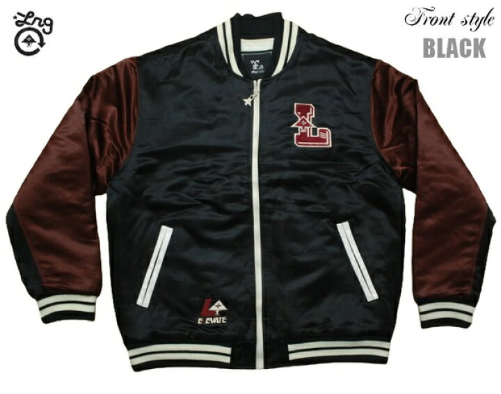 楽天市場】LRG ジャケット LRG LETTERMAN SATIN BOMBER [BLK 