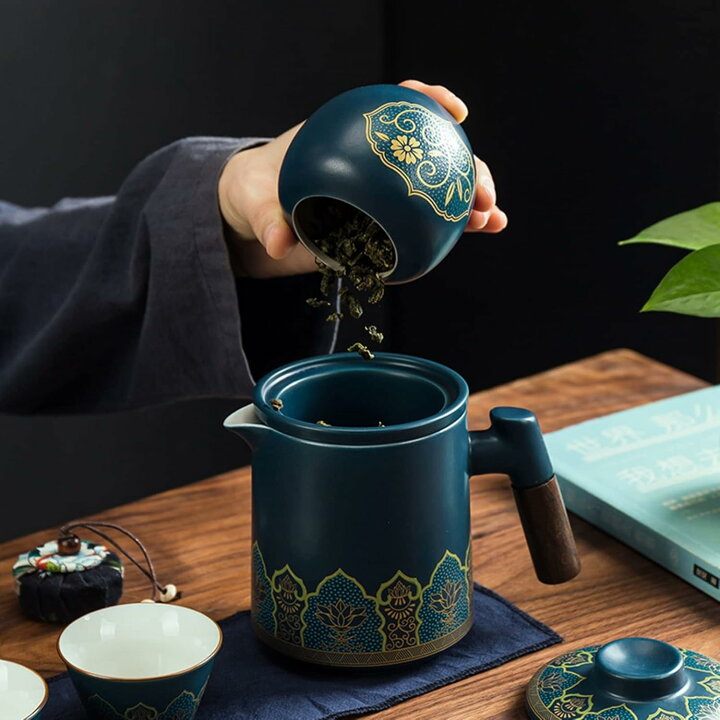 楽天市場】功夫茶具 茶器セット 携帯用 金メッキ 手描き 茶入れ 旅行 