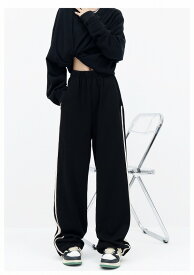 パンツ ズボン ウエストゴム 切り替え バイカラー 配色 体型カバー 大きいサイズあり 原宿系ファッション 韓国風ダンス 衣装 ヒップホップ HIPHOP 個性 奇抜 かわいい 青文字系 ボトムス レディース 女