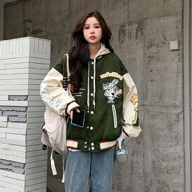 全2色 ジャケット コート 長袖 体型カバー 切り替え バイカラー 配色 大きいサイズあり 原宿系ファッション 韓国風 ダンス 衣装 ダンサー ヒップホップ HIPHOP 個性 奇抜 かわいい 青文字系 アウター コート トップス レディース 女