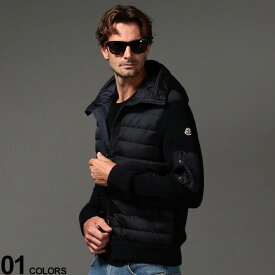 MONCLER (モンクレール) フロントダウン フード フルジップ ニット CARDIGAN ブランド メンズ 男性 アウター ジャケット ブルゾン パーカー ダウン 秋 冬 防寒 ニット リブ MC9B50800A9340