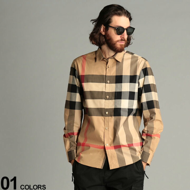 楽天市場 Burberry バーバリー ストレッチコットンポプリン チェック 長袖 シャツブランド メンズ 男性 トップス シャツ チェックシャツ 長袖 柄シャツ コットン クラシック メンズショップ サカゼン