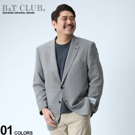 大きいサイズ メンズ B＆T CLUB (ビーアンドティークラブ) JAPANFABRIC ICHITEKI 麻混 千鳥柄 シングル 2ツ釦 ジャケット アウター ジャケット テーラード 512225622S13