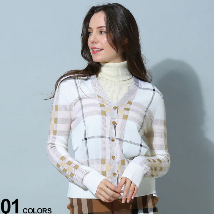 楽天市場】BURBERRY (バーバリー) チェック シルク混 カーディガン 