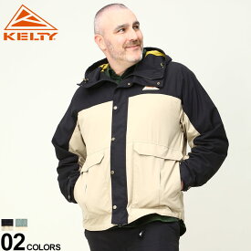 大きいサイズ メンズ KELTY (ケルティ) 撥水 切り替え フルジップ マウンテンパーカー ジャケット ブルゾン パーカー KE2213039D22