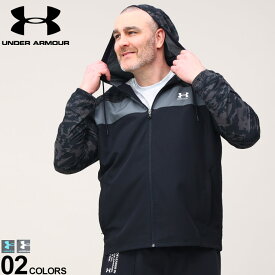 大きいサイズ メンズ UNDER ARMOUR (アンダーアーマー) LOOSE STORM 裏メッシュ フルジップ パーカー SPORTSTYLE WNDBKR PRINTED ジャケット ブルゾン スポーツ 1378383