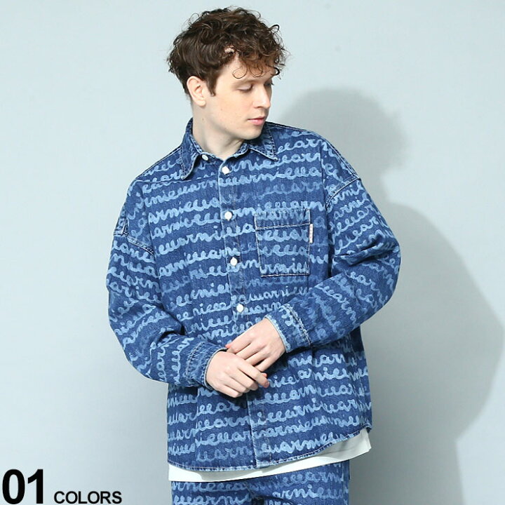 楽天市場】MARNI (マルニ) ロゴ総柄 長袖 デニムシャツ ブランド  