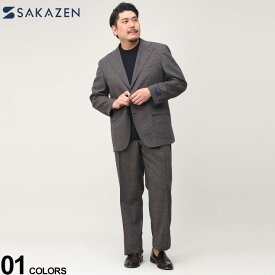大きいサイズ メンズ SAKAZEN (サカゼン) フレスコチェック シングル 段返り3ツ釦 スーツ スーツ シングルスーツ チェック 1638331WT