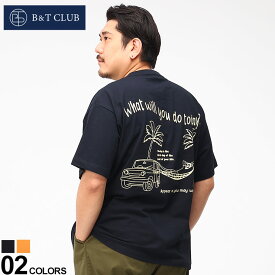 大きいサイズ メンズ B＆T CLUB (ビーアンドティークラブ) 手書きタッチプリント クルーネック 半袖 Tシャツ Tシャツ 半袖 プリント 春 夏 BTC23SS034