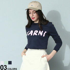 MARNI (マルニ) ロゴプリント クルーネック 長袖 Tシャツブランド レディース トップス Tシャツ ロンT 長袖 MALTHJE0294P1