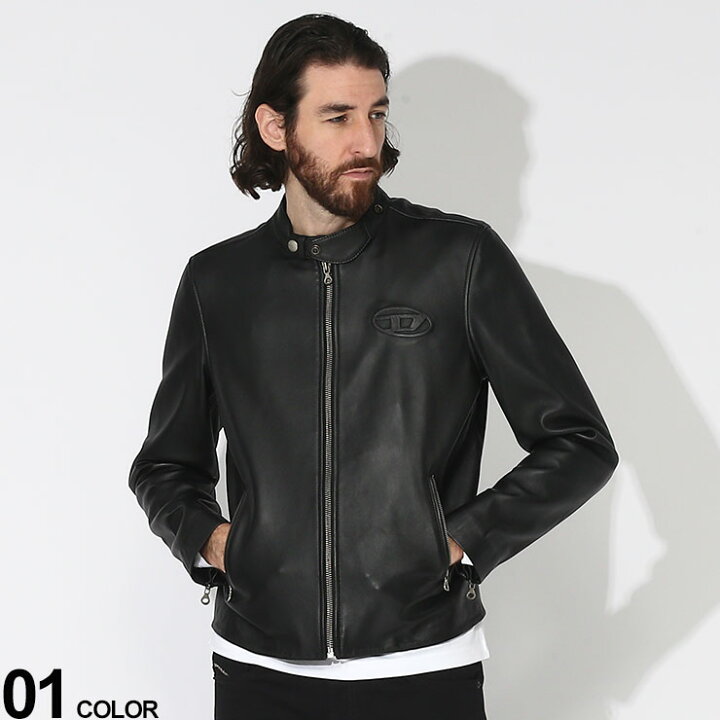 楽天市場】DIESEL (ディーゼル) レザー ロゴ フルジップ ライダース  