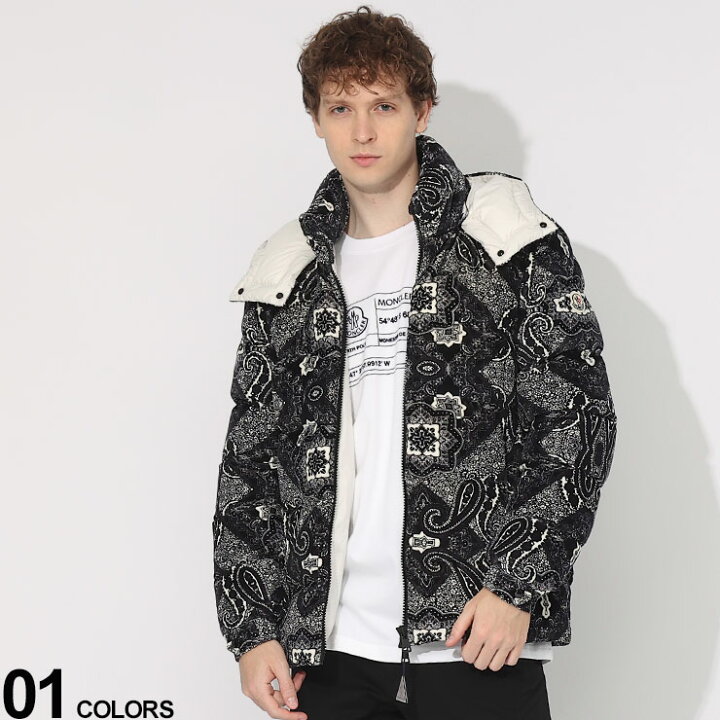 楽天市場】MONCLER (モンクレール) ベルベット バンダナ柄 フード着脱 
