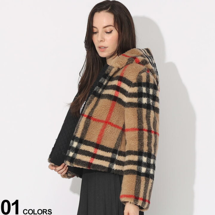 楽天市場】BURBERRY (バーバリー) チェック フリース フーデッド 