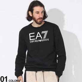 EMPORIO ARMANI EA7 (エンポリオ アルマーニ) 裏起毛 ロゴプリント クルーネック トレーナーブランド メンズ 男性 トップス プルオーバー スウェット 長袖 EA76RPM16PJSLZ