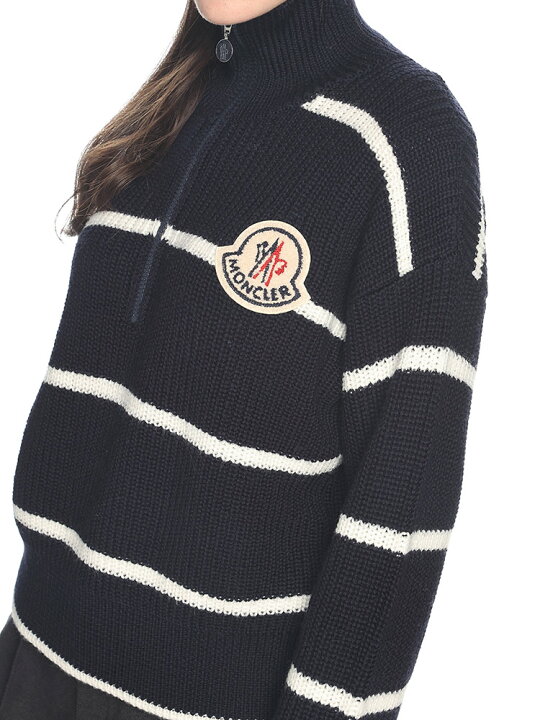 楽天市場】MONCLER (モンクレール) ハーフジップ ボーダー ニット  