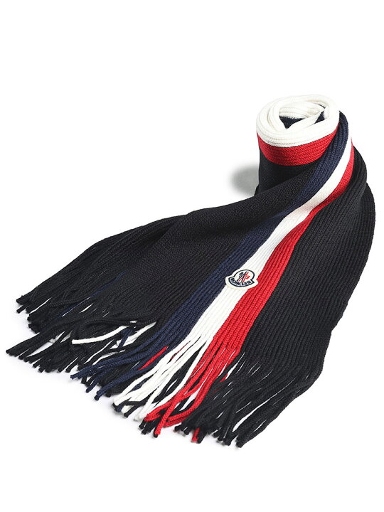 楽天市場】MONCLER (モンクレール) トリコロール リブ マフラー 