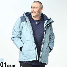 大きいサイズ メンズ UNDER ARMOUR (アンダーアーマー) LOOSE STORM 切り替え フルジップ 中綿 ジャケット INSULATED JACKET ブルゾン パーカー 秋冬 フード 1381351