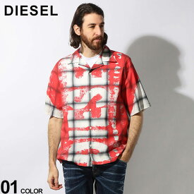 DIESEL (ディーゼル) 大判チェック ロゴ オープンカラー 半袖 シャツ DSA129650NJAE ブランド メンズ 男性 トップス シャツ 半袖シャツ