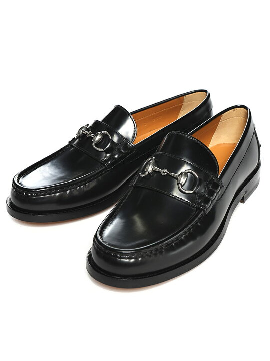 楽天市場】グッチ GUCCI ブラックレザー ラウンドトゥ ビット 