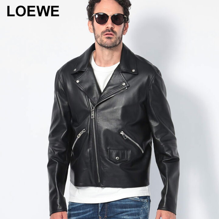 楽天市場】ロエベ LOEWE レザー ジップ ライダースジャケット 
