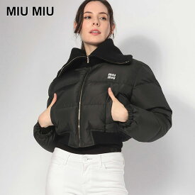 ミュウミュウ MIU MIU ニットカラー ショート丈 クロップド ダウンジャケット MIUML959S23213 ブランド レディース アウター ジャケット ダウン ブルゾン ショート リブ スポーツ