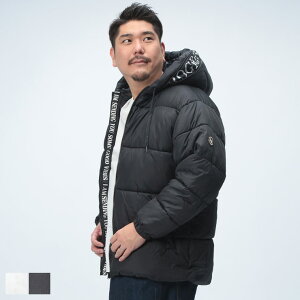 B&T CLUB (ビーアンドティークラブ) フードロゴ テープデザイン フルジップ 中綿ブルゾン 2436601 大きいサイズ メンズ アウター ジャケット ブルゾン 中綿ジャケット フード 秋冬