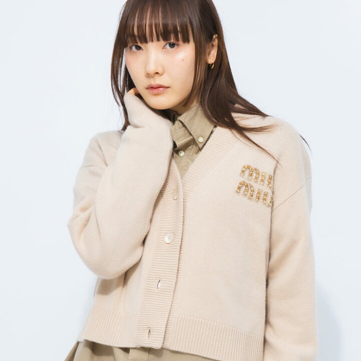 楽天市場】ミュウミュウ MIU MIU カシミヤ ビーズ刺繍 ロゴ 